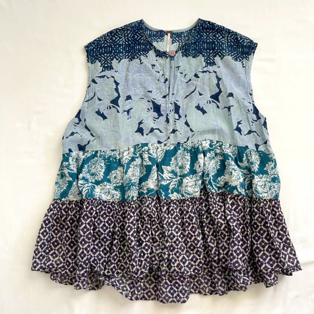 Free People Patchwork Layered Tunic Sz XS